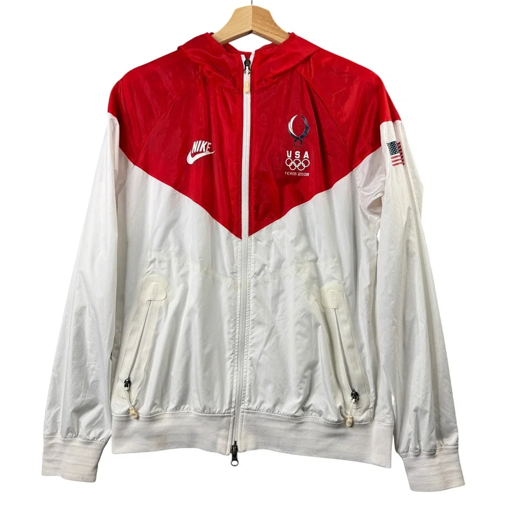 Nike Team USA 2008 Olympics‎ Windbreaker Jacket Youth Large Red White Full Zip